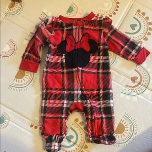 Disney Red and Black Plaid Minnie Mouse Footie